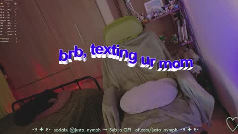 Snapshot of blushing_nymph chatting on 05.19.26 Im Nym Justa nymph on twitter and IG online show from 05.19.26